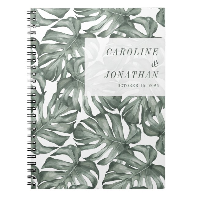 Boho Watercolor Monstera Pflanze Custom Wedding Notizblock (Vorderseite)