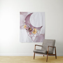 Boho Watercolor Moon Dreamcatcher Tapestory