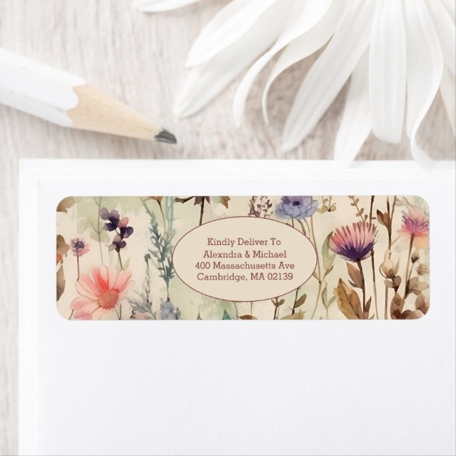 Boho Watercolor Mute Tones Wildblumen Hochzeit (Insitu)