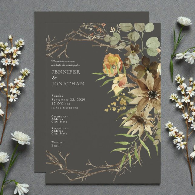 Boho Watercolor Neutral Colors Wedding Invitation (Créateur téléchargé)