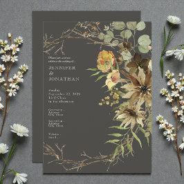 Boho Watercolor Neutral Colors Wedding Invitation Einladung