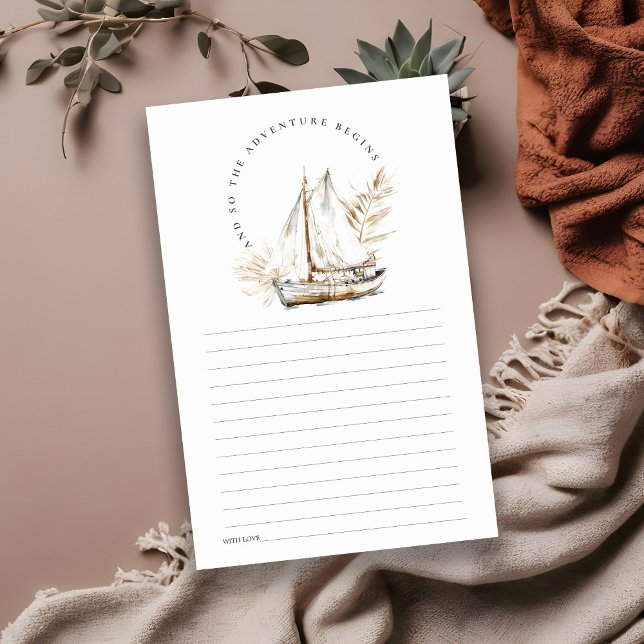 Boho Watercolor Palm Sailboat Schifffahrtskarte (Von Creator hochgeladen)