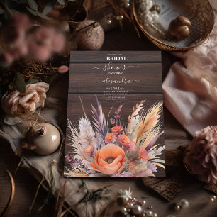 Boho Watercolor Pampas Grass Bridal Einladung