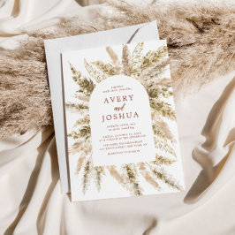 Boho Watercolor Pampas Grass Wedding Einladung