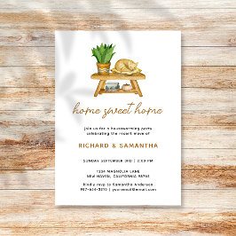 Boho Watercolor Pflanze Cat Housewärming Einladung