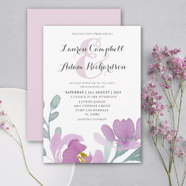 Boho Watercolor Pink Florals Wedding  Einladung