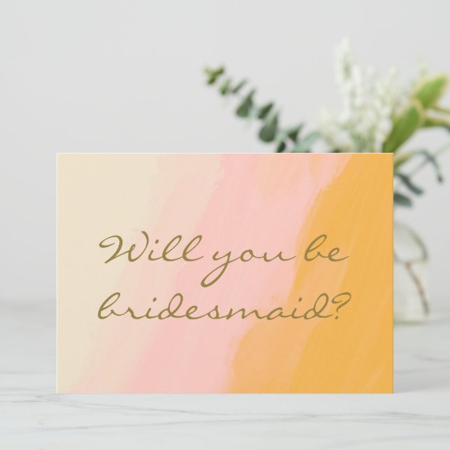 Boho Watercolor Pink Yellow Bridesmaid Vorschlag (Stehend Vorderseite)