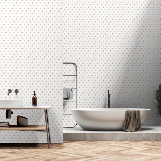 Boho Watercolor Polka Dots Tapete (Badezimmer)