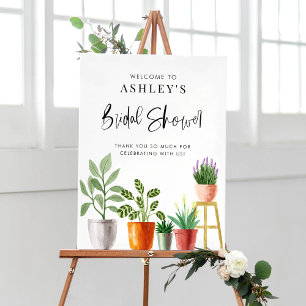 Boho Watercolor Potcolor Houseplant Brautparty Poster