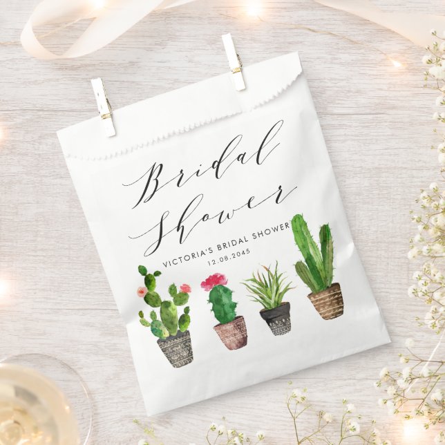 Boho Watercolor Potted Cactus Brautparty Geschenktütchen (Ausgeschnitten)