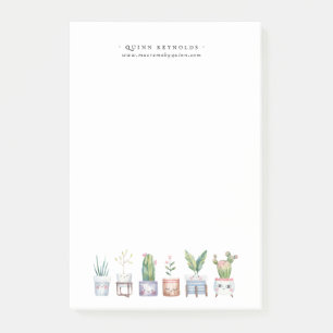 Boho Watercolor Potted Pflanze   Monogramm-Station Post-it Klebezettel