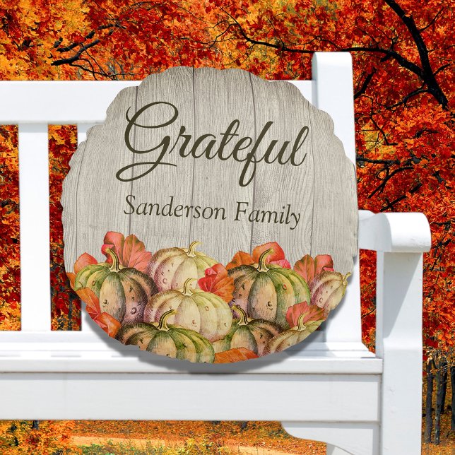 BOHO Watercolor Pumpkin Rundes Kissen (Von Creator hochgeladen)