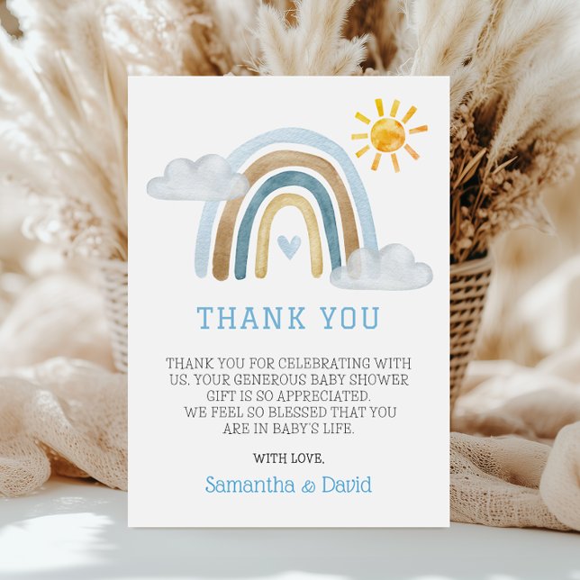 Boho Watercolor Rainbow Baby Dusche Danke Karte (Von Creator hochgeladen)