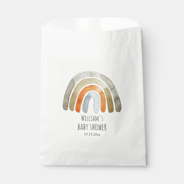 Boho Watercolor Rainbow Baby Dusche Geschenktütchen (Vorderseite)