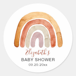 Boho Watercolor Rainbow Baby Dusche Runder Aufkleber
