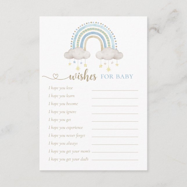 Boho Watercolor Rainbow Baby Dusche wünscht Begleitkarte (Vorderseite)