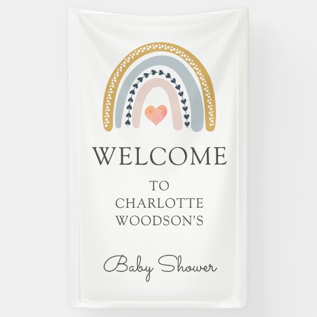 Boho Watercolor Rainbow Baby Showbanner Banner (Vertikal)