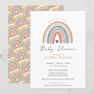 Boho Watercolor Rainbow Baby Shower Gender Neutral Einladung