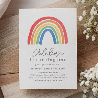 Boho Watercolor Rainbow Birthday Einladung