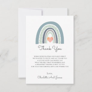 Boho Watercolor Rainbow Boy Baby Shower Dankeskarte