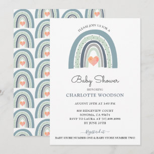 Boho Watercolor Rainbow Boy Baby Shower Einladung