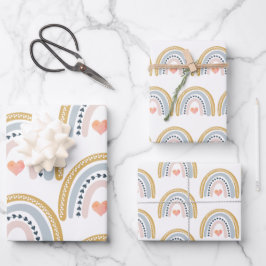 Boho Watercolor Rainbow Geschenkpapier Set