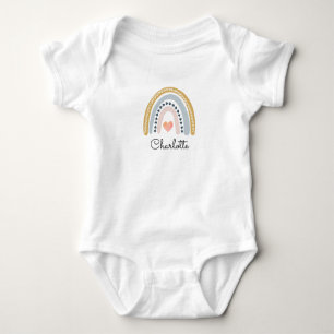 Boho Watercolor Rainbow Personalisiert Girl Baby Strampler