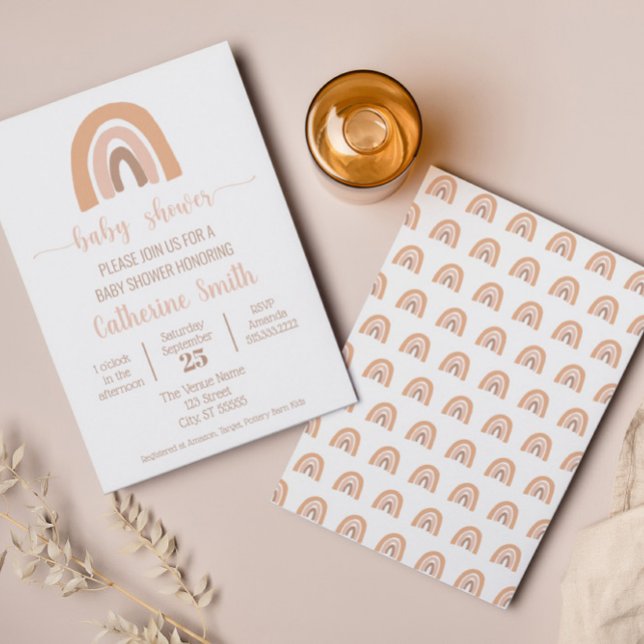 Boho Watercolor Rainbow Terracotta Kinderdusche Einladung (Von Creator hochgeladen)