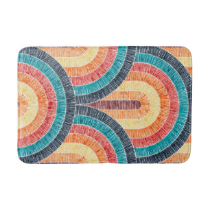 Boho Watercolor Red Aquamarin Orange Rainbow Badematte