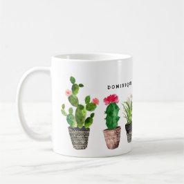 Boho Watercolor Succulents Muster Personalisiert Kaffeetasse