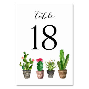 Boho Watercolor Succulents Numéro de tableau Carte