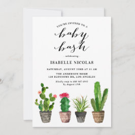 Boho Watercolor Succulents Summer Baby Showbash Einladung
