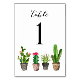 Boho Watercolor Succules Tischnummern Karte 1