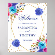 Boho Watercolor Summer Blume Gold Frame Wedding