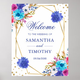 Boho Watercolor Summer Blume Gold Frame Wedding Poster