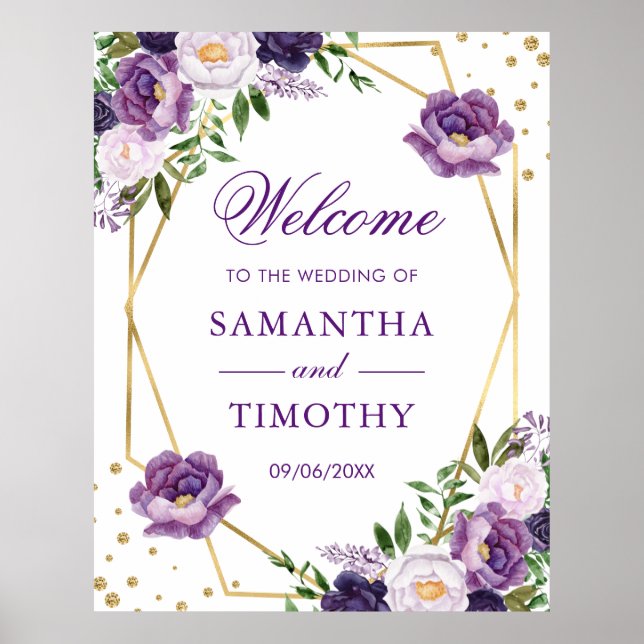 Boho Watercolor Summer Blume Gold Frame Wedding Poster (Vorne)