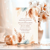 Boho Watercolor Terracotta Beige Blaue Pampas Gras