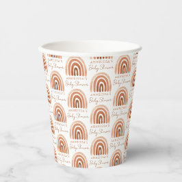 Boho Watercolor Terracotta Rainbow Baby Dusche Pappbecher