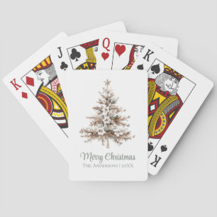Boho Watercolor Weihnachtsbaum Familienname Spielkarten