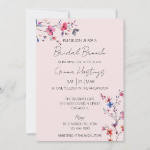 Boho Watercolor Wild Blume Bridal Brunch Pink Einladung