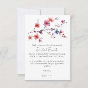 Boho Watercolor Wild Blume Bridal Brunch White Dankeskarte