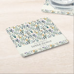 Boho Watercolor Wildblume Custom Brautparty Rechteckiger Pappuntersetzer<br><div class="desc">Boho Watercolor Wildblume Custom Brautparty Square Paper Untersetzer</div>