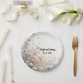 Boho Watercolor Wildblume Floral Personalize Pappteller