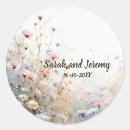 Boho Watercolor Wildblume Floral Personalize Runder Aufkleber