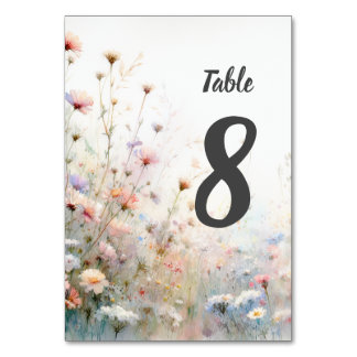 Boho Watercolor Wildblume Floral Personalize Tischnummer