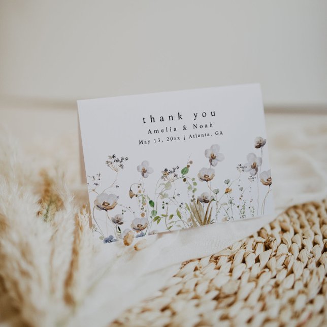 Boho Watercolor Wildblume Wedding Danke Card (Von Creator hochgeladen)