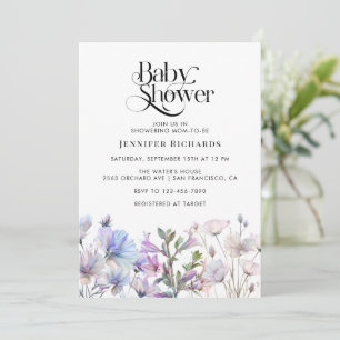 Boho Watercolor Wildblumen Babydusche Einladung
