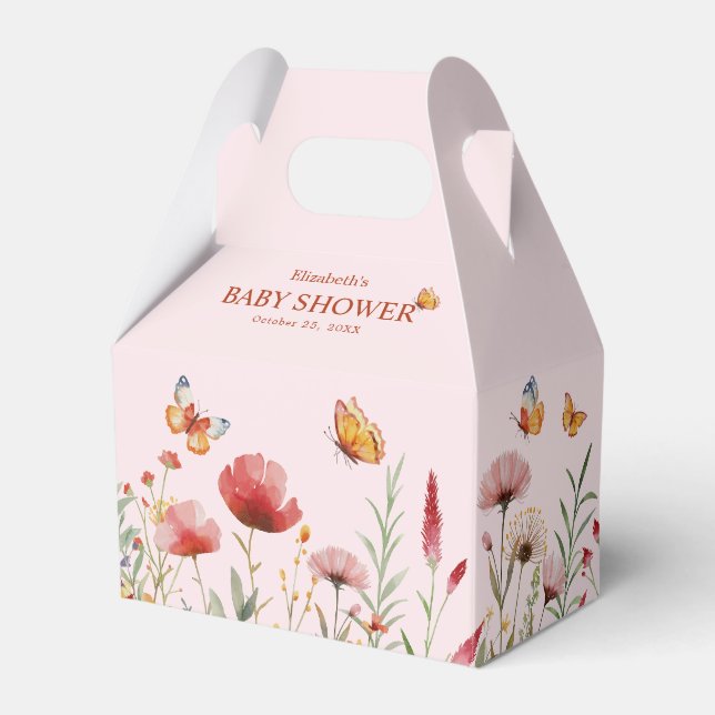 Boho Watercolor Wildblumen Babydusche Geschenkschachtel (Vorderseite)