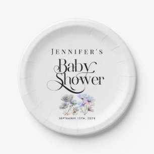 Boho Watercolor Wildblumen Babydusche Pappteller