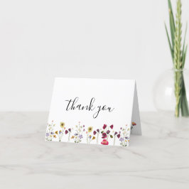 Boho Watercolor Wildblumen Danke, Ihre Karte